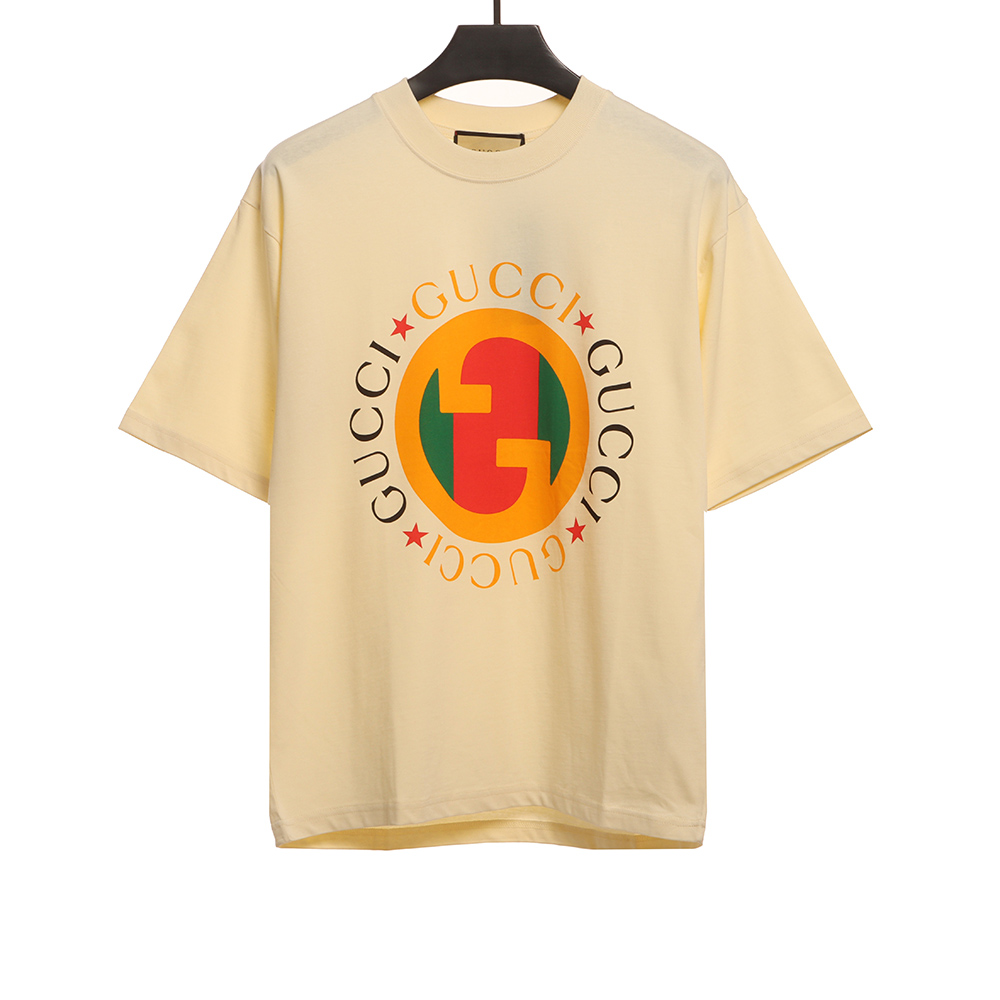 Gucci double G color block logo letter short sleeves