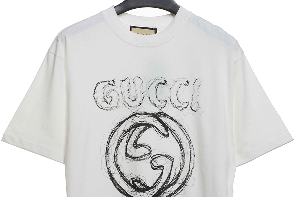 Gucci Sketch Curved Double G Print Short Sleeve