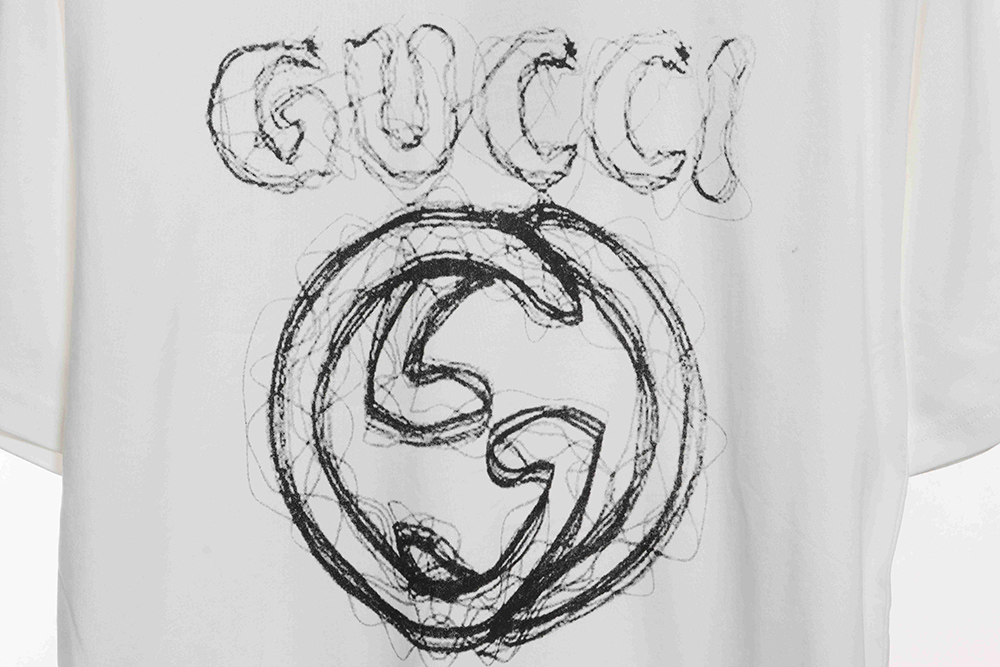 Gucci Sketch Curved Double G Print Short Sleeve