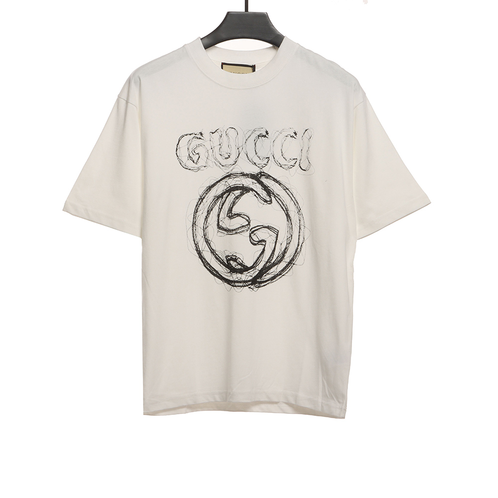 Gucci Sketch Curved Double G Print Short Sleeve