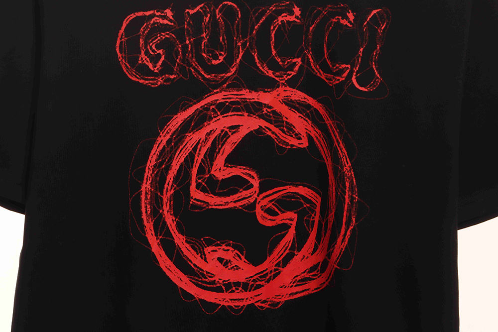 Gucci Sketch Curved Double G Print Short Sleeve