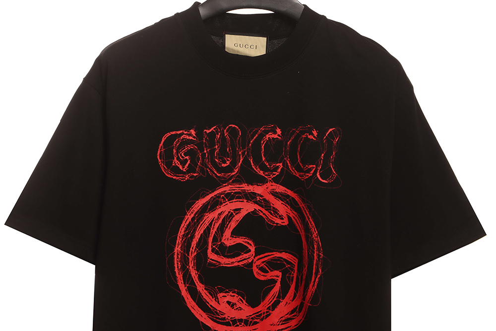 Gucci Sketch Curved Double G Print Short Sleeve