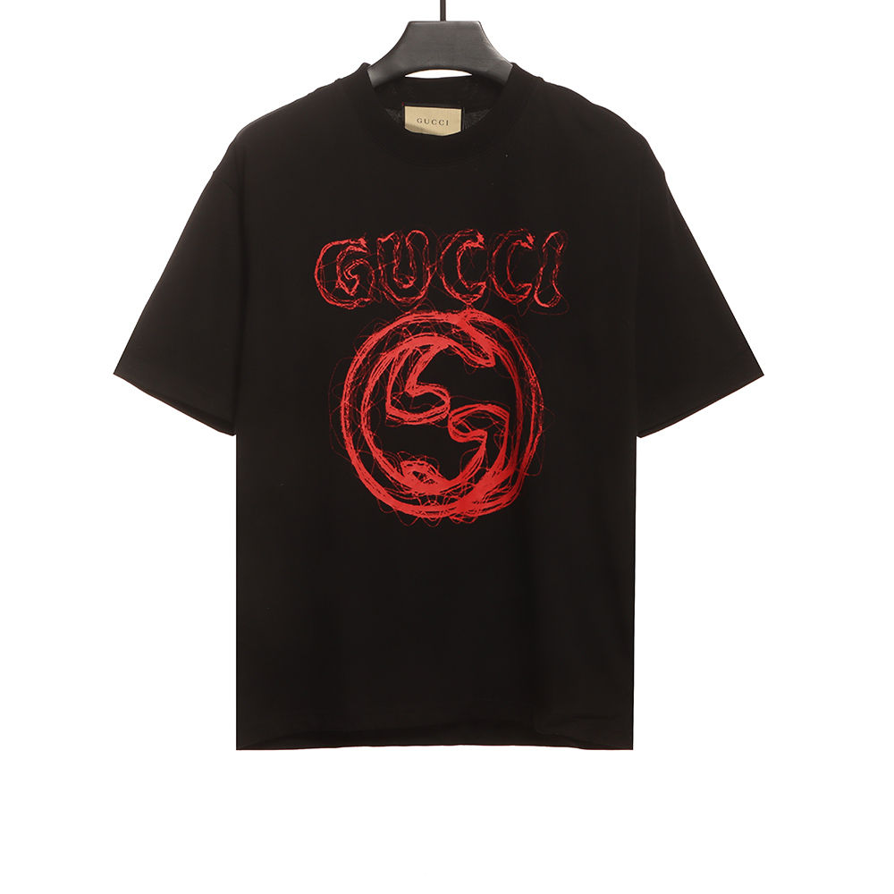 Gucci Sketch Curved Double G Print Short Sleeve