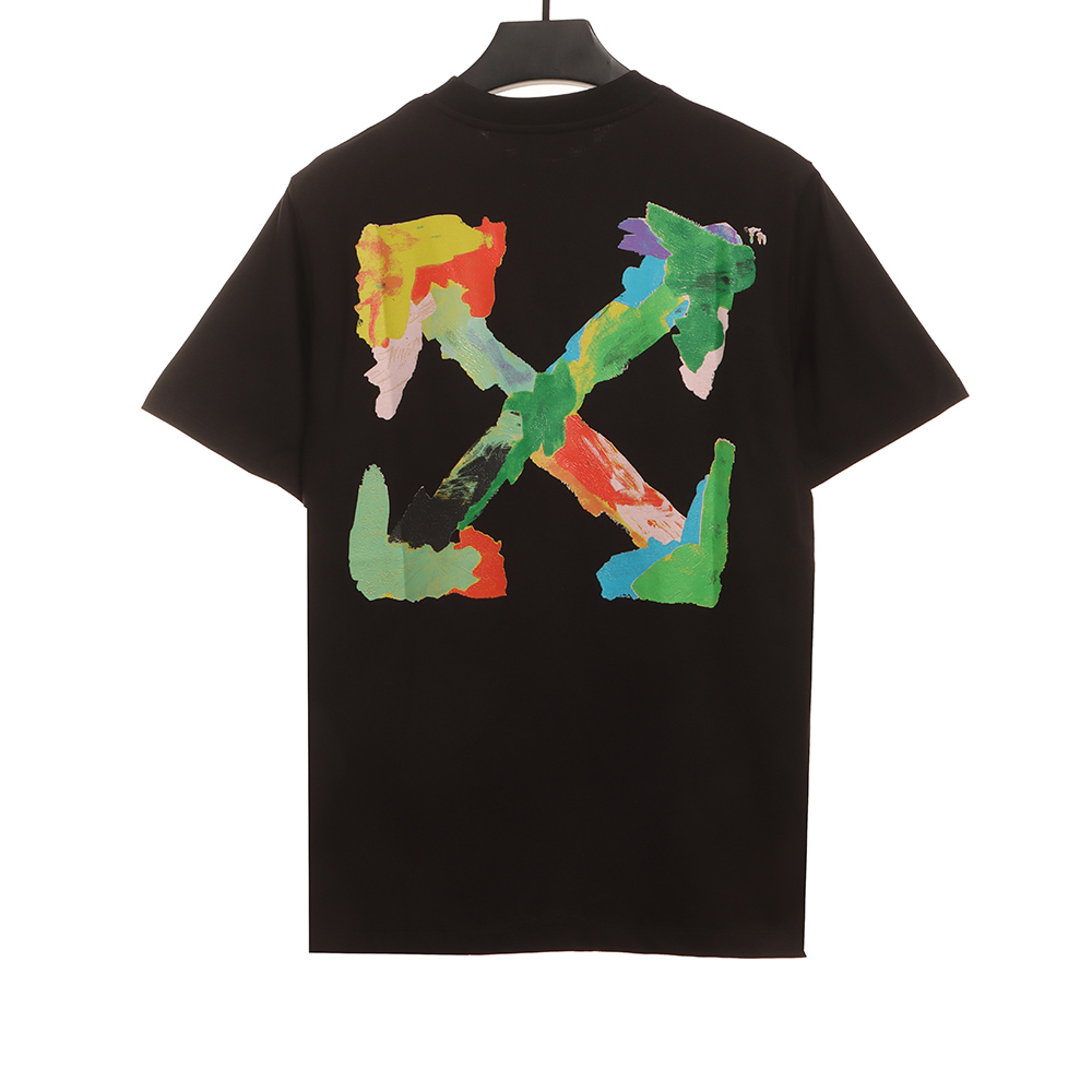 Off White eco-friendly ink hand-painted colorful graffiti short sleeves