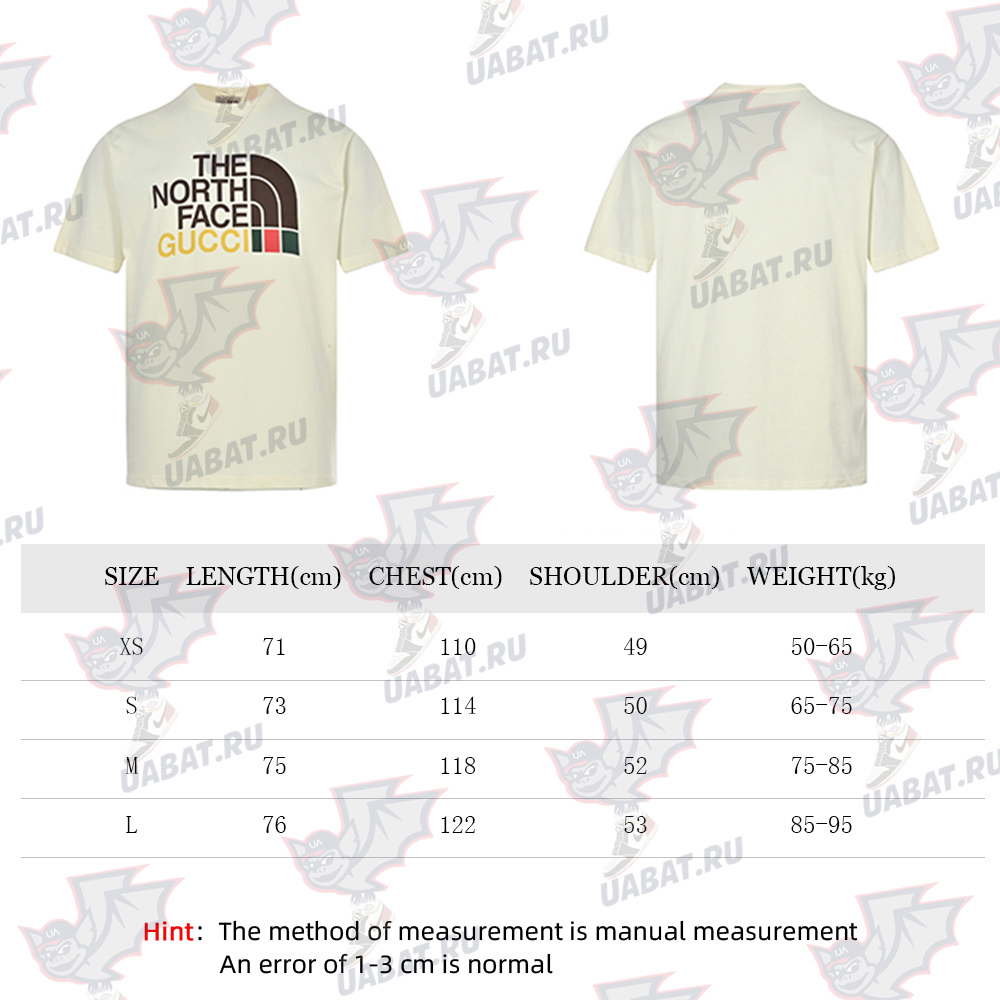 Gucci & The North Face joint printed logo short sleeves