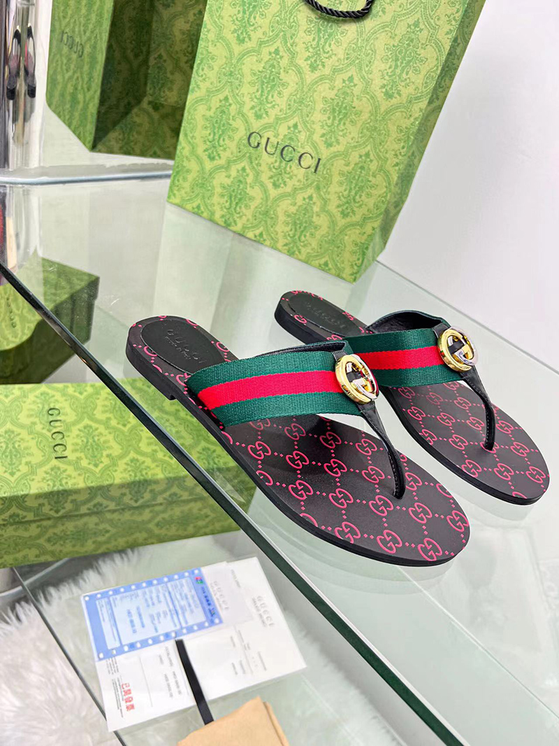 Gucci Kika Canvas Thong Slides