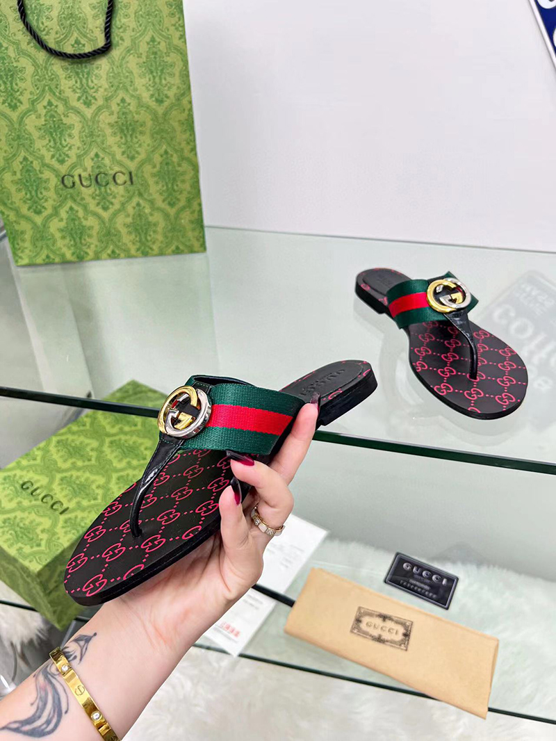 Gucci Kika Canvas Thong Slides