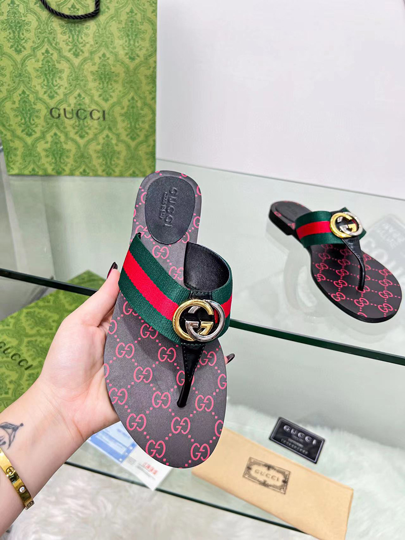 Gucci Kika Canvas Thong Slides