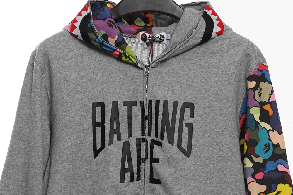 BAPE camo graffiti patchwork zip-up hoodie
