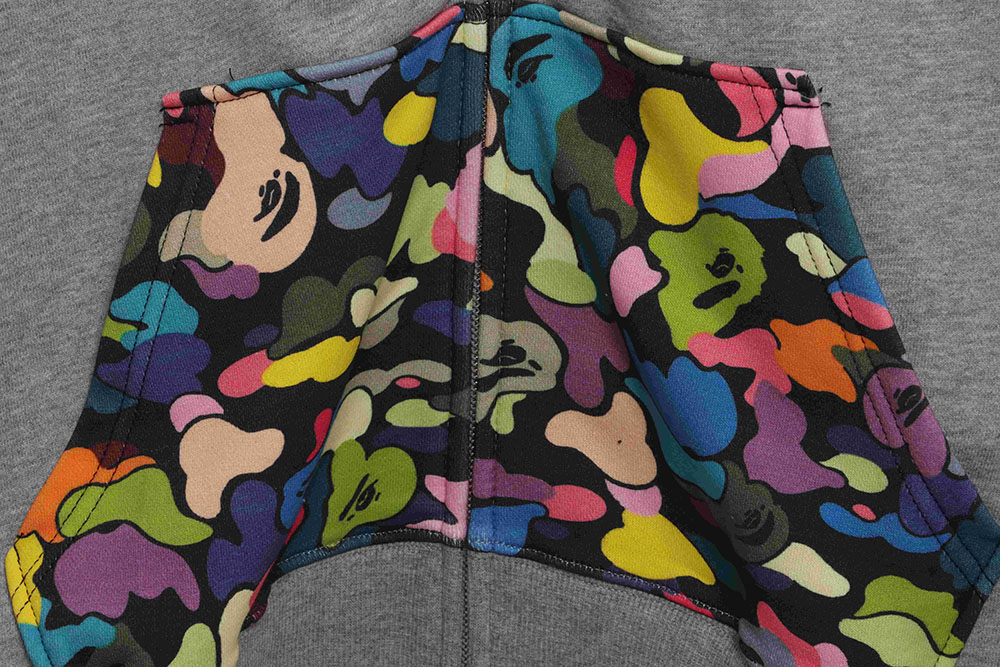 BAPE camo graffiti patchwork zip-up hoodie
