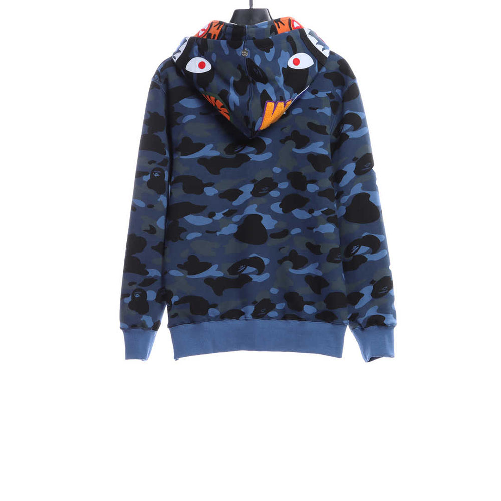 BAPE tiger embroidered zippered double-hooded hoodie