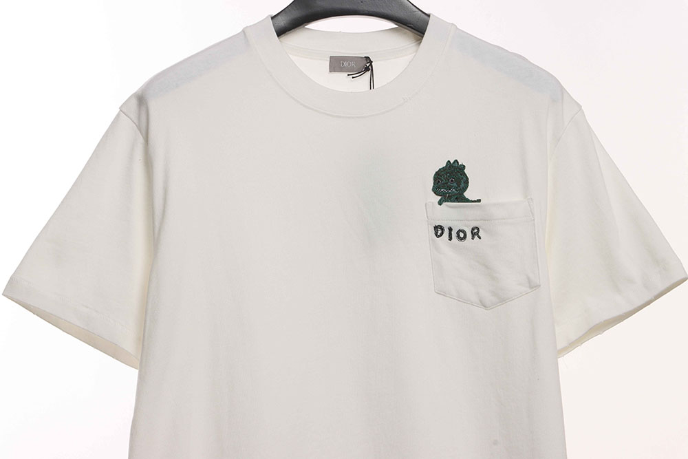 Dior Dragon Year Limited Embroidery Little Dinosaur Embroidered Short Sleeve_CM_1
