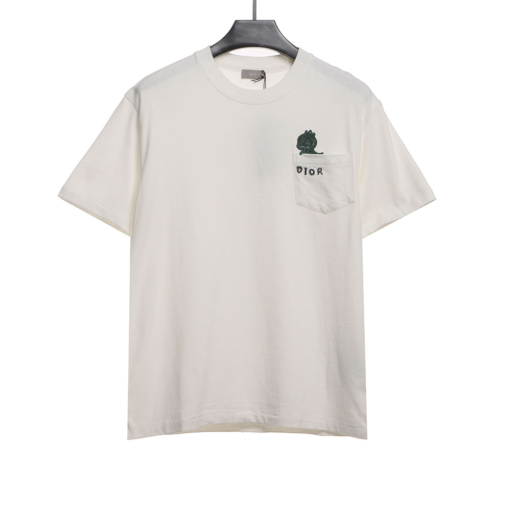 Dior Dragon Year Limited Embroidery Little Dinosaur Embroidered Short Sleeve_CM_1