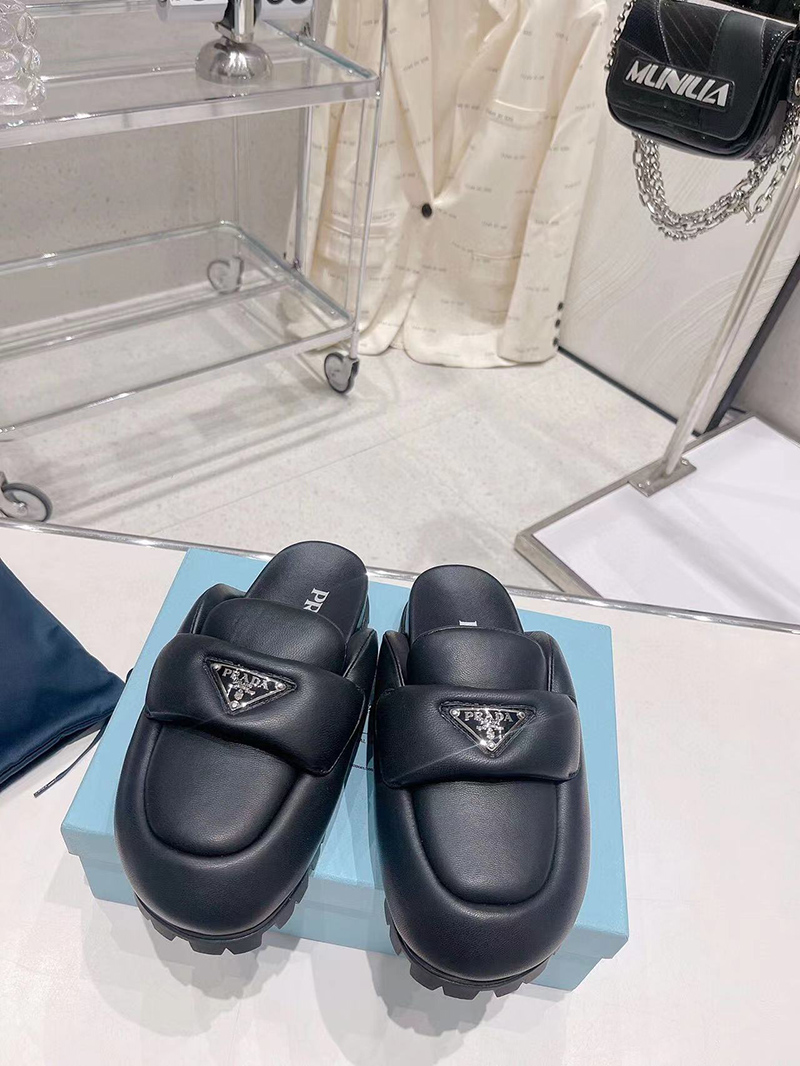 Prada Soft padded nappa leather sabots