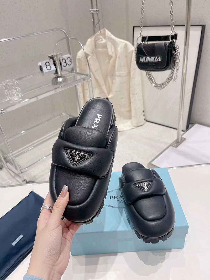 Prada Soft padded nappa leather sabots