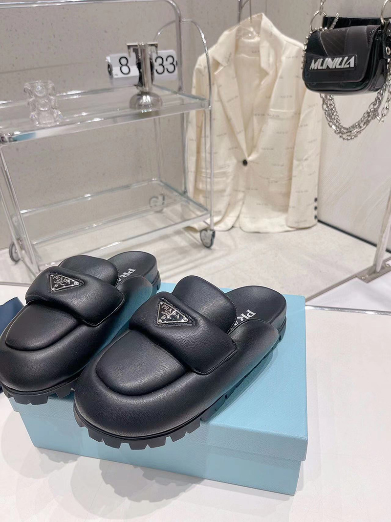 Prada Soft padded nappa leather sabots