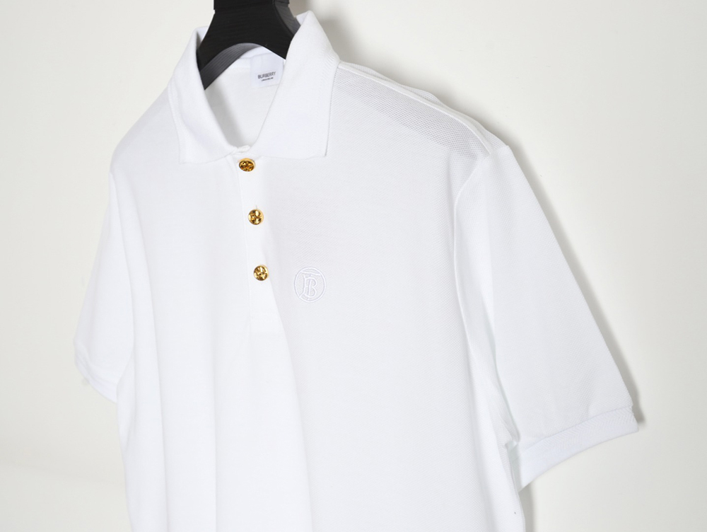 Burberry gold button logo embroidered polo shirt