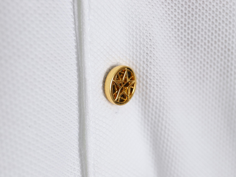 Burberry gold button logo embroidered polo shirt