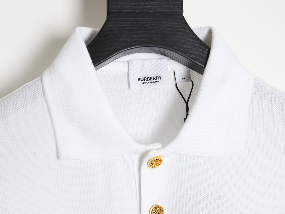 Burberry gold button logo embroidered polo shirt