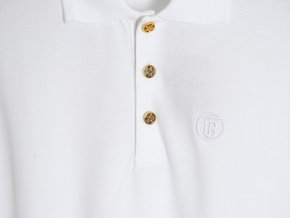 Burberry gold button logo embroidered polo shirt
