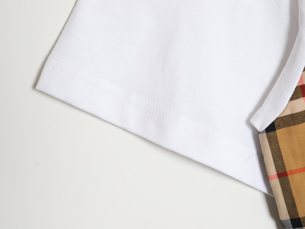 Burberry B logo embroidered plaid patchwork T-shirt