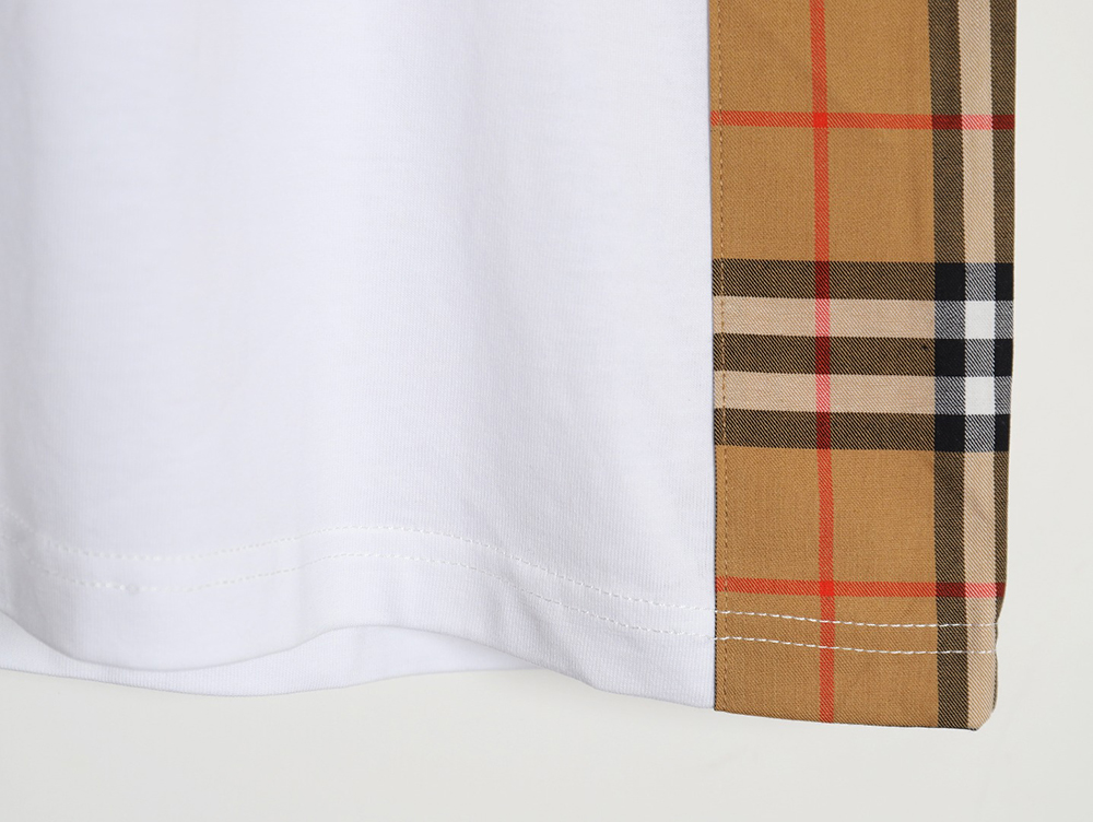 Burberry B logo embroidered plaid patchwork T-shirt