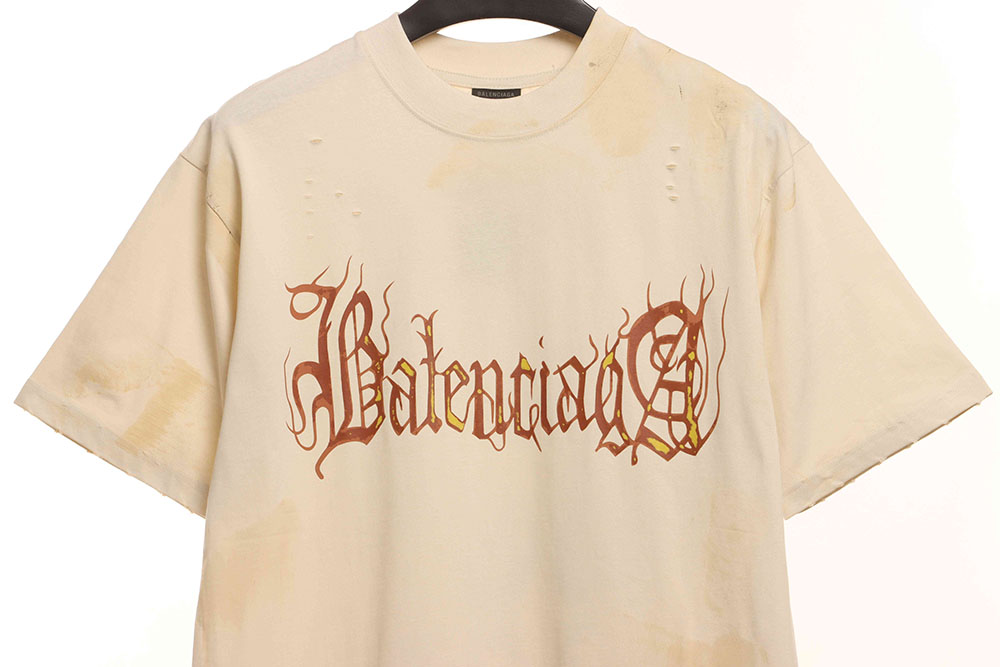 Balenciaga distressed muddy Sanskrit printed short sleeves TSK2