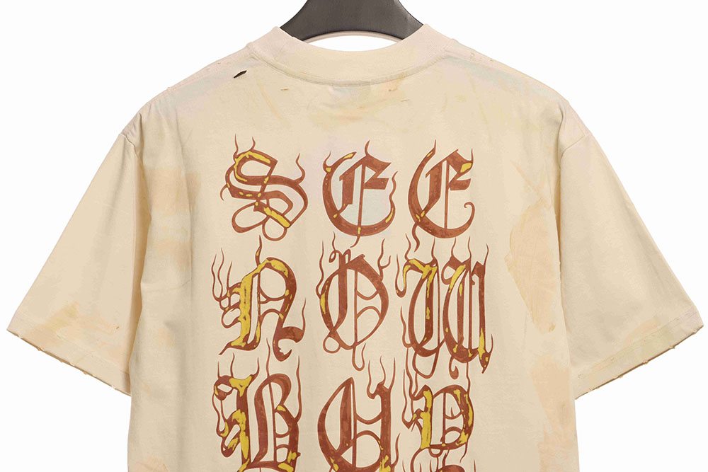 Balenciaga distressed muddy Sanskrit printed short sleeves TSK2
