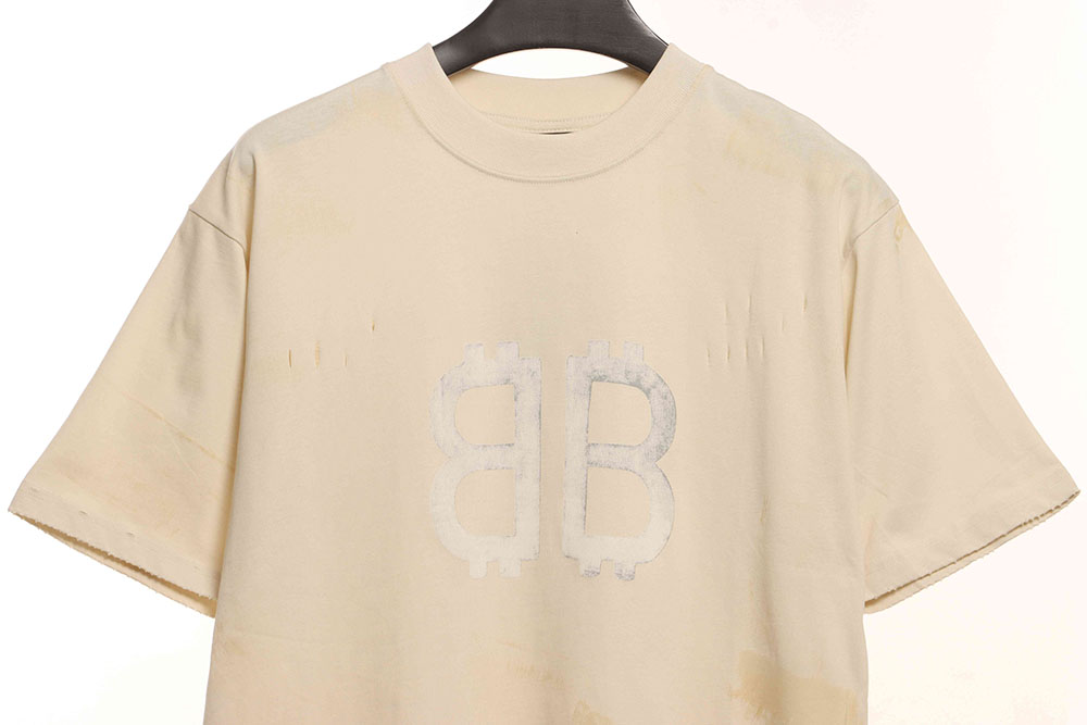 Balenciaga distressed mud dyed double B printed short sleeves TSK1