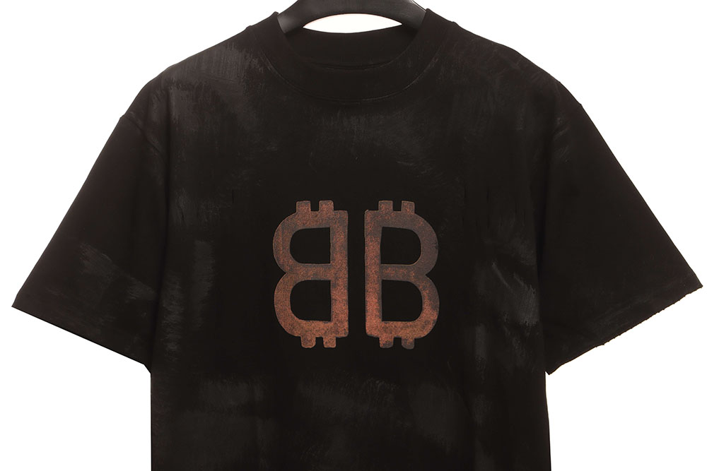 Balenciaga distressed mud dyed double B printed short sleeves TSK2