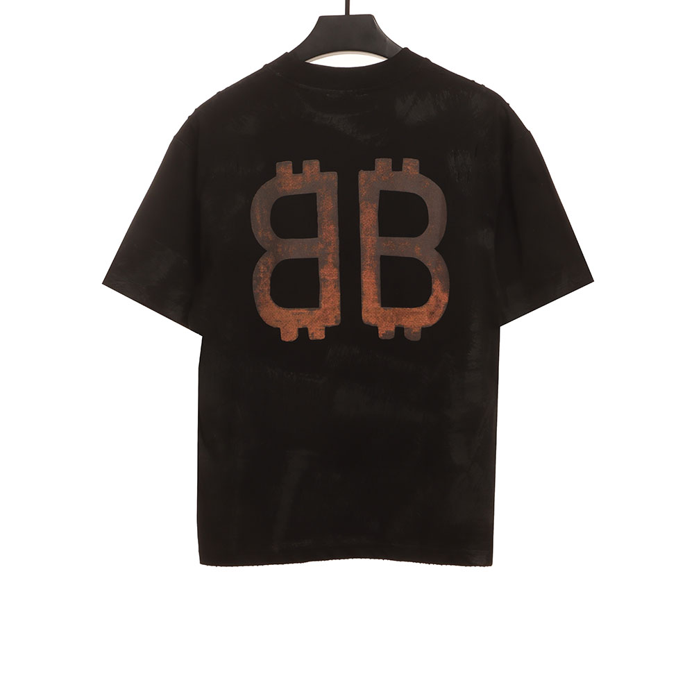 Balenciaga distressed mud dyed double B printed short sleeves TSK2