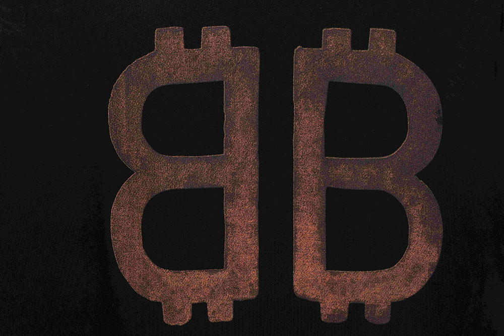 Balenciaga distressed mud dyed double B printed short sleeves TSK2
