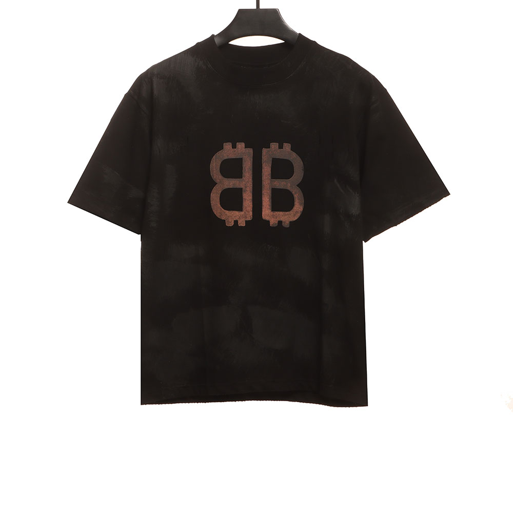 Balenciaga distressed mud dyed double B printed short sleeves TSK2