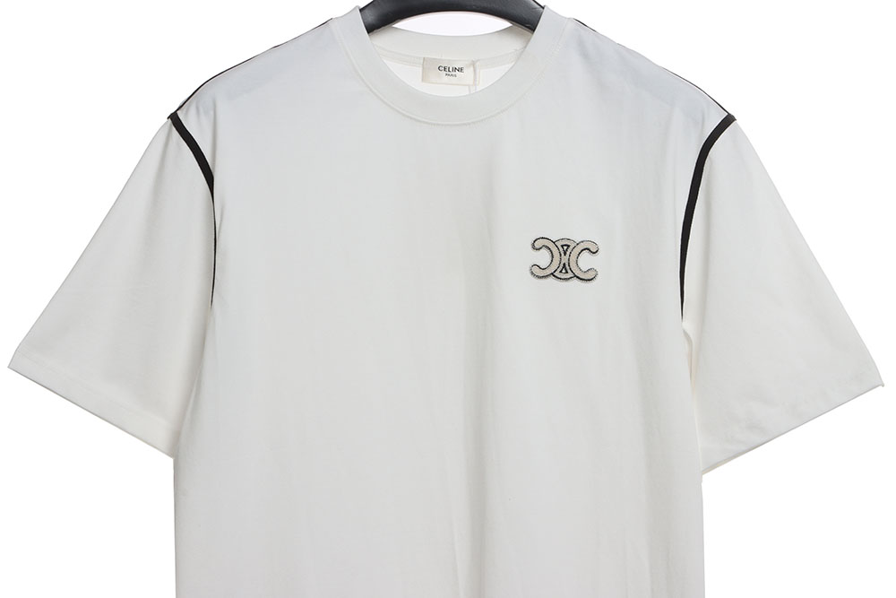 Celine contrasting lines black and white logo short sleeves