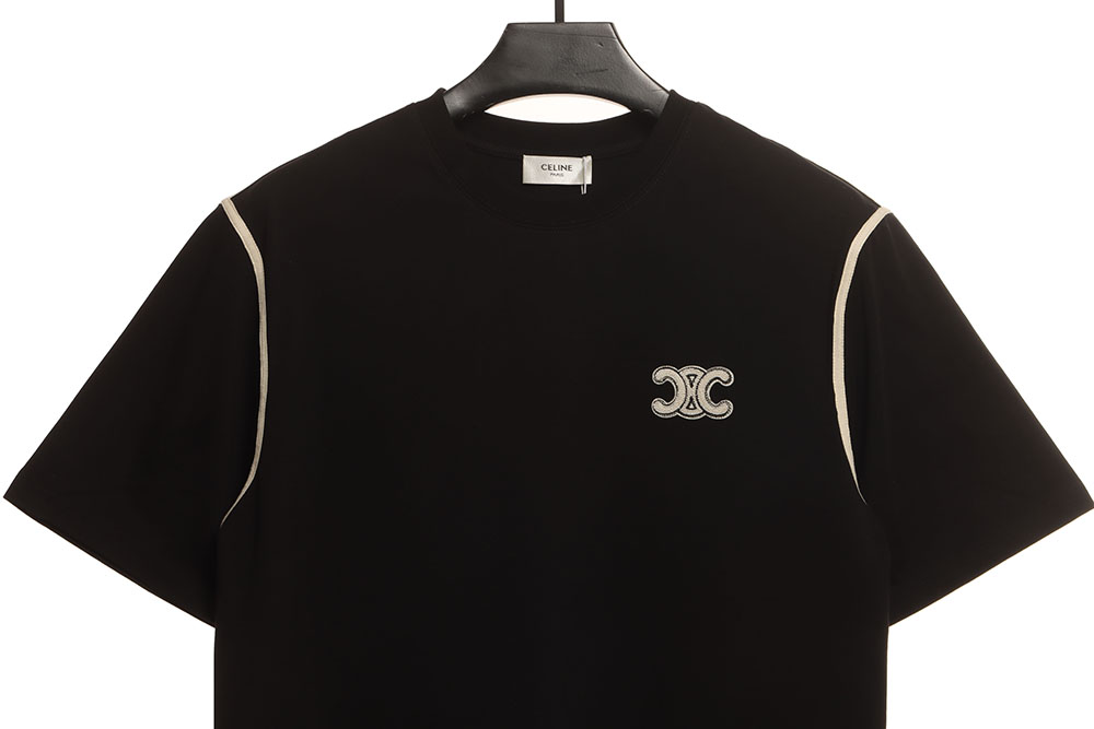 Celine contrasting lines black and white logo short sleeves TSK1