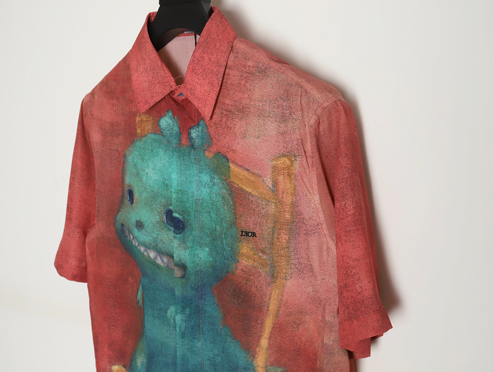 Dior 24ss fun little foot pattern new short-sleeved shirt
