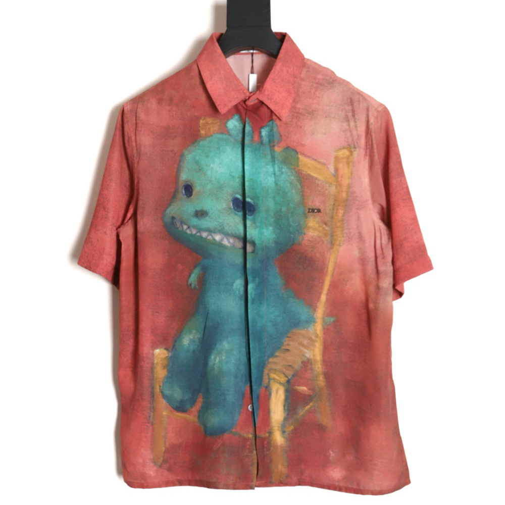Dior 24ss fun little foot pattern new short-sleeved shirt