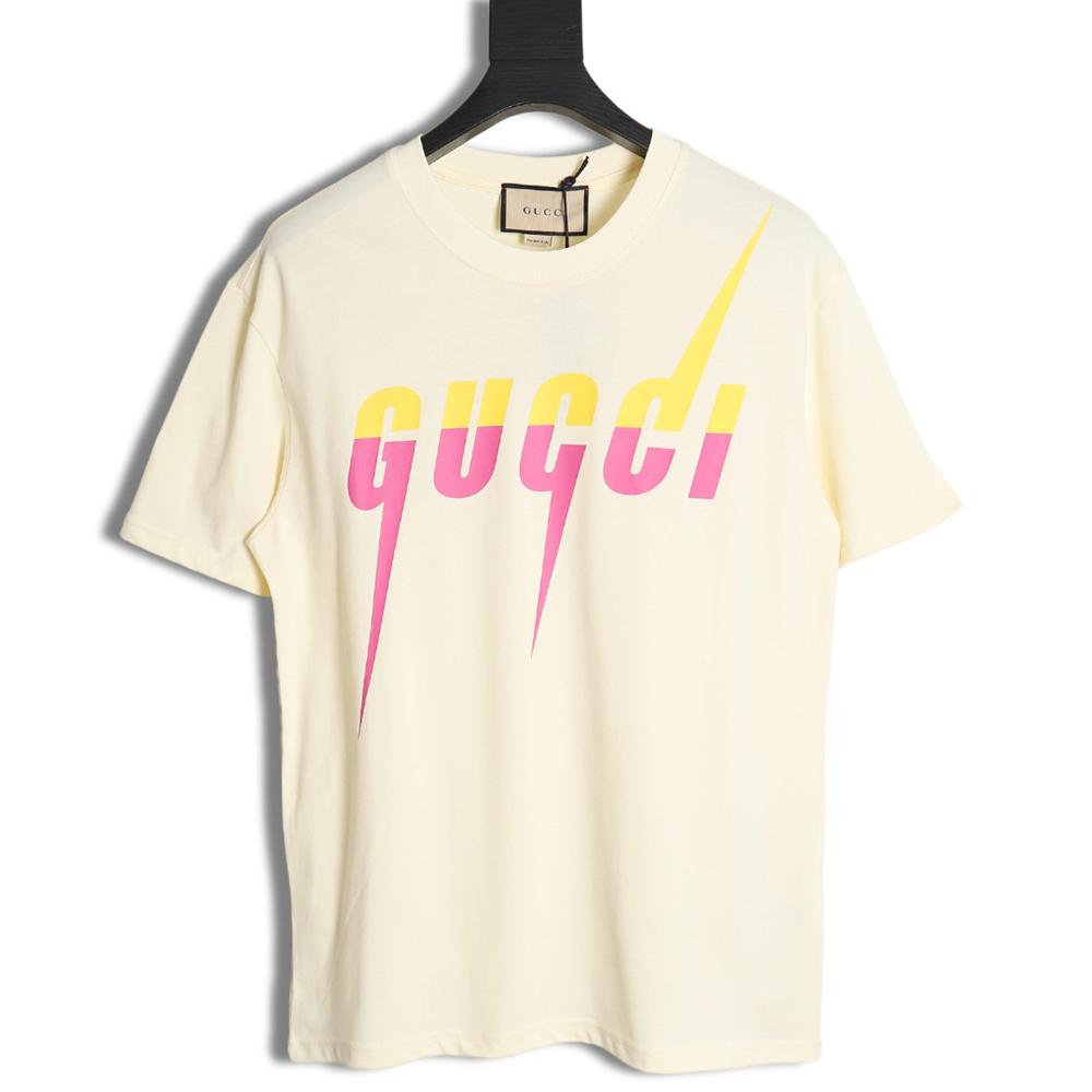 Gucci limited edition lightning letter print short sleeves