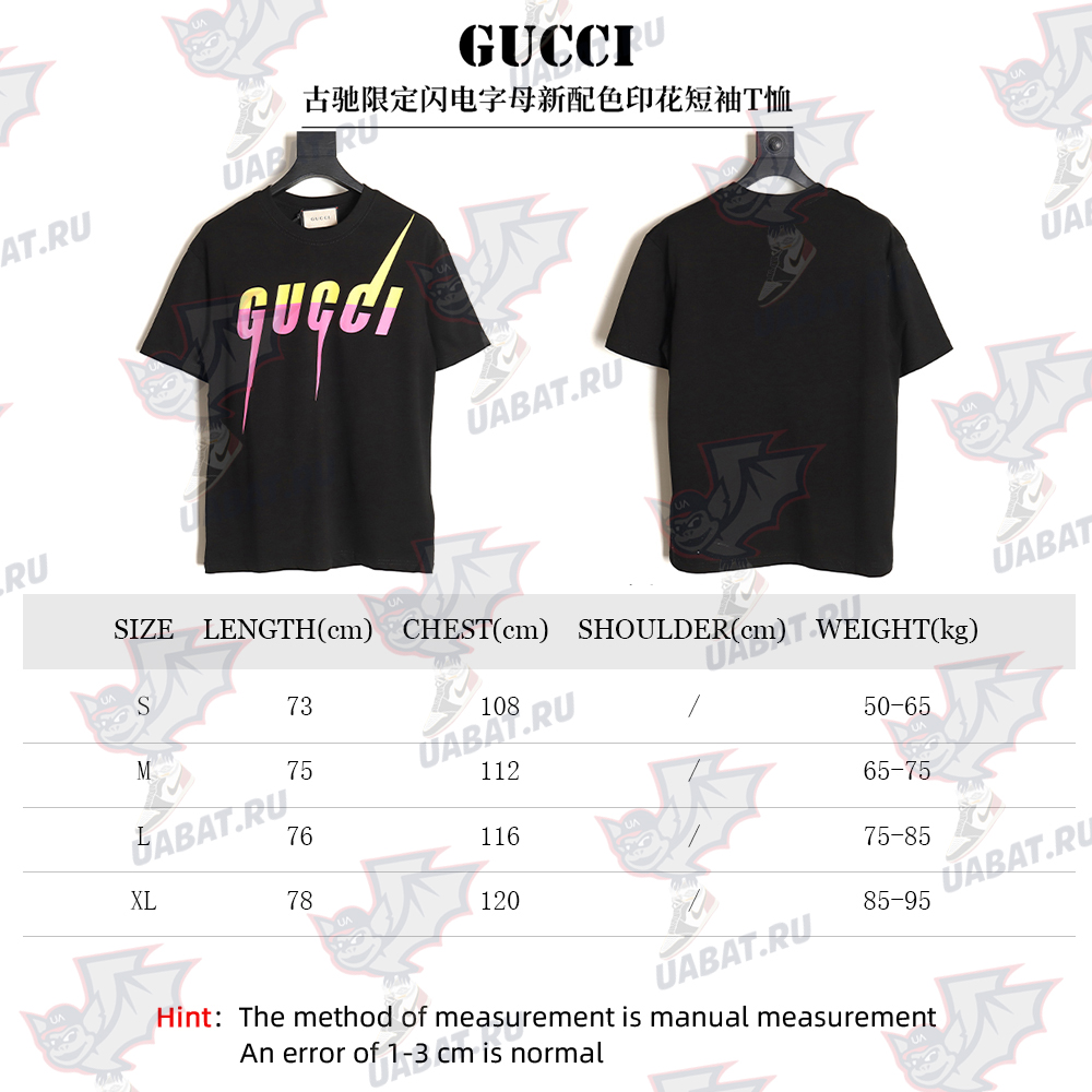 Gucci limited edition lightning letter print short sleeves TSK1