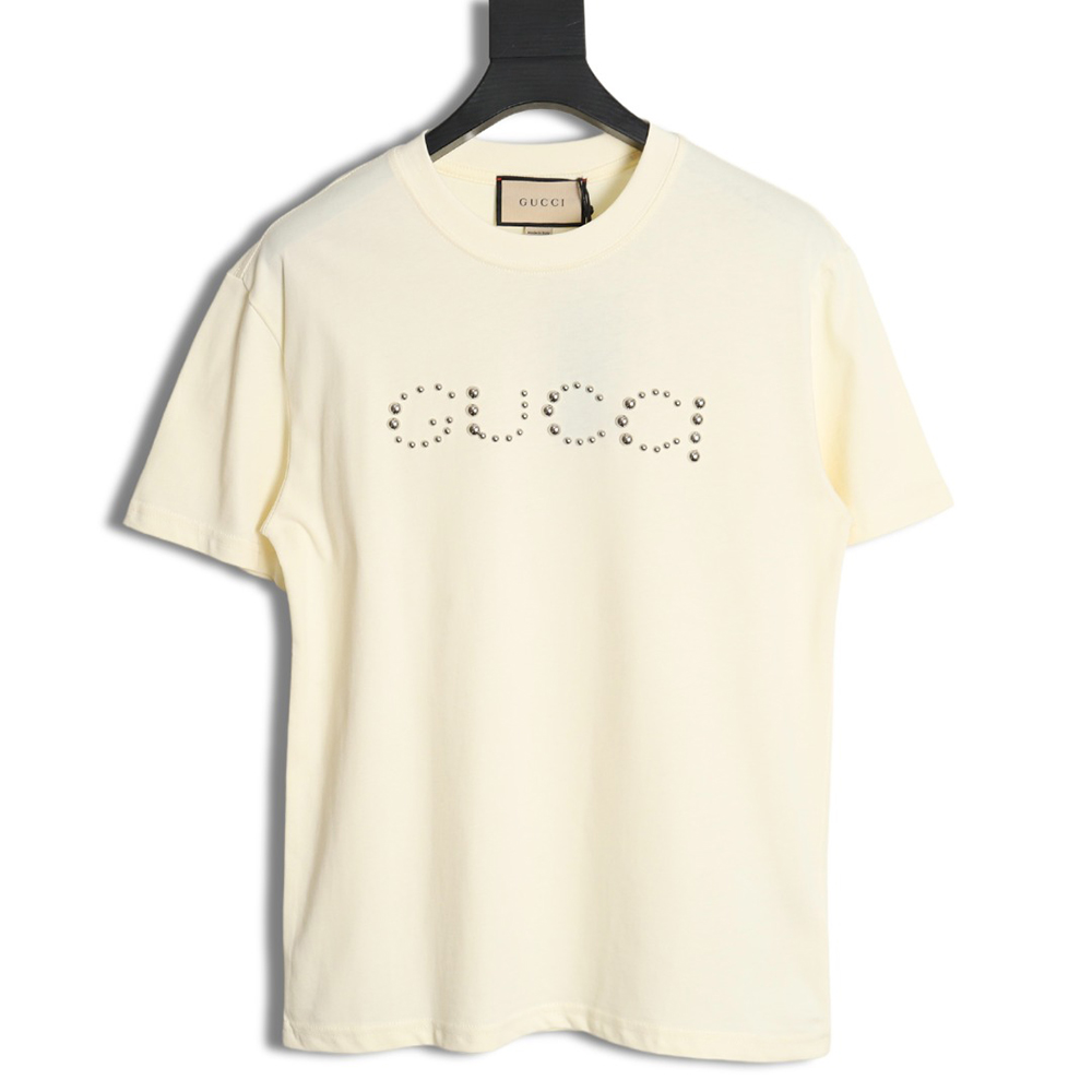 GUCCI early spring new rivet logo round neck t-shirt