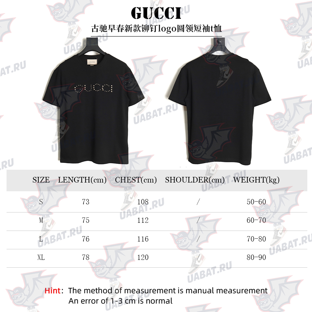 GUCCI early spring new rivet logo round neck t-shirt TSK1