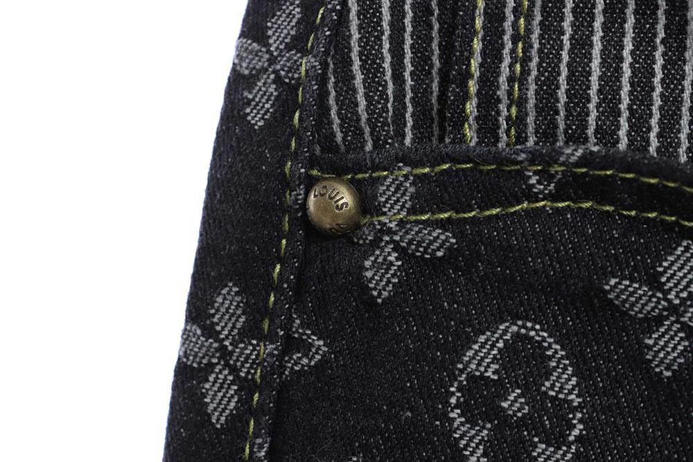 LV co-branded NIGO stitching contrasting color denim trousers