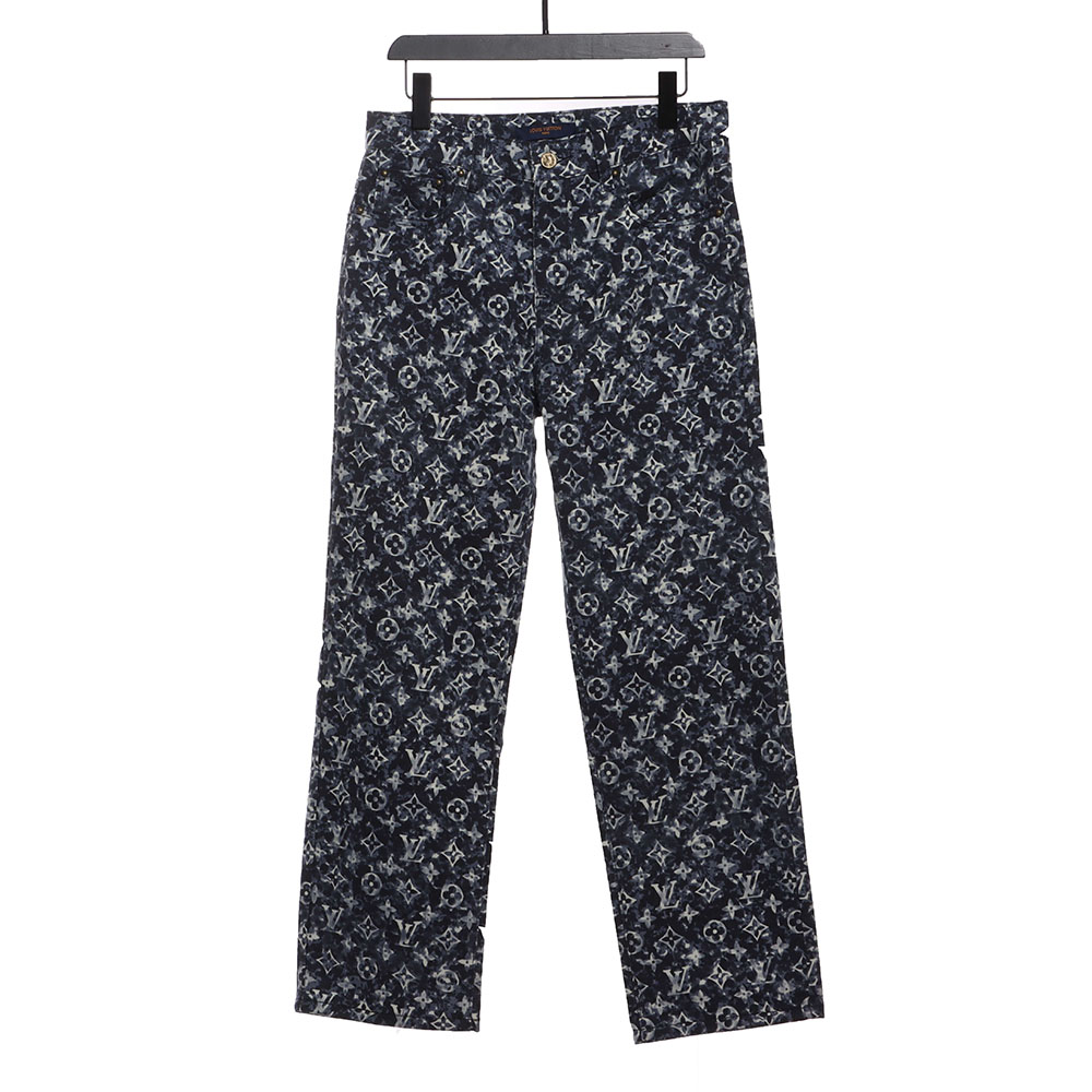 LV painted all-over tie-dye denim trousers