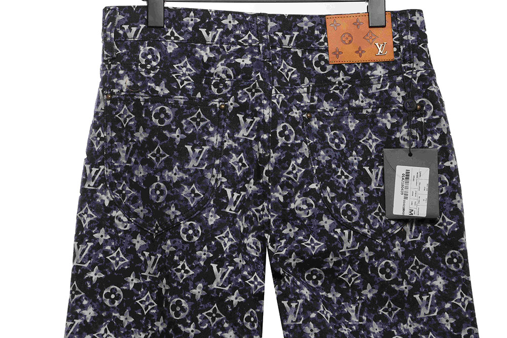 LV painted all-over tie-dye denim trousers
