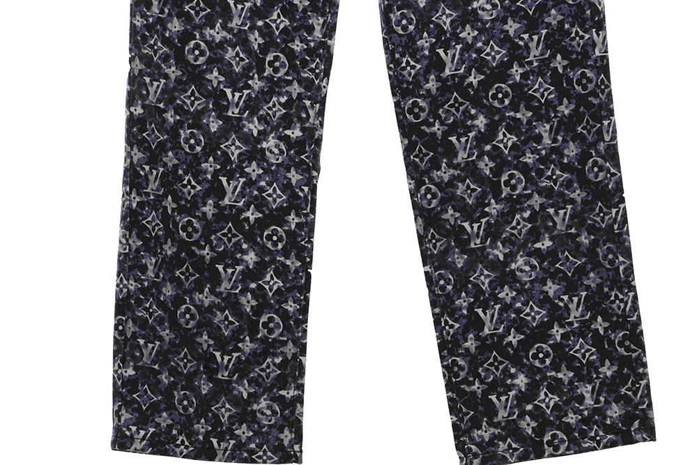 LV painted all-over tie-dye denim trousers