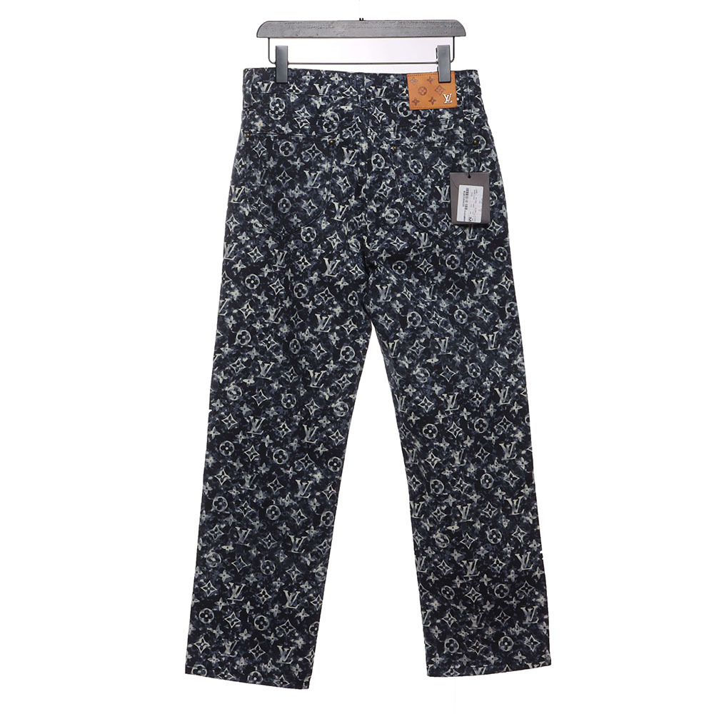 LV painted all-over tie-dye denim trousers