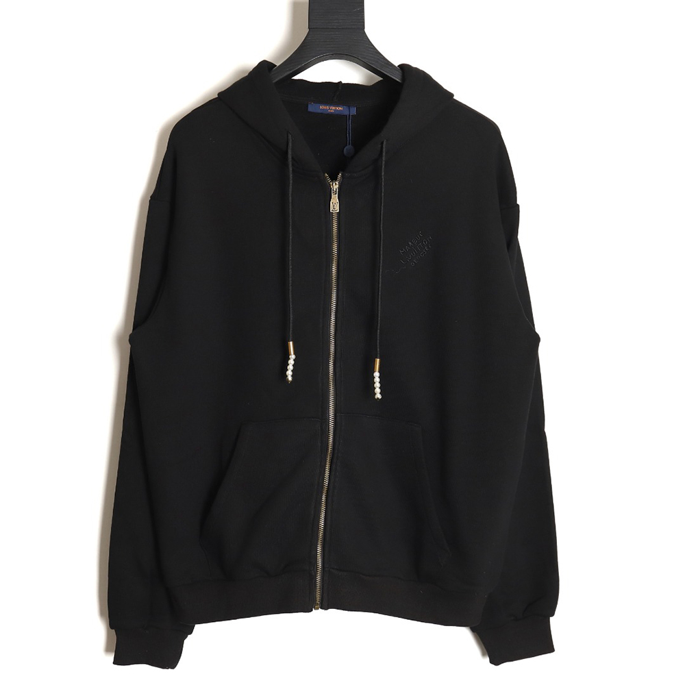 Louis Vuitton 24ss drawstring beaded signature hooded zipper sweatshirt