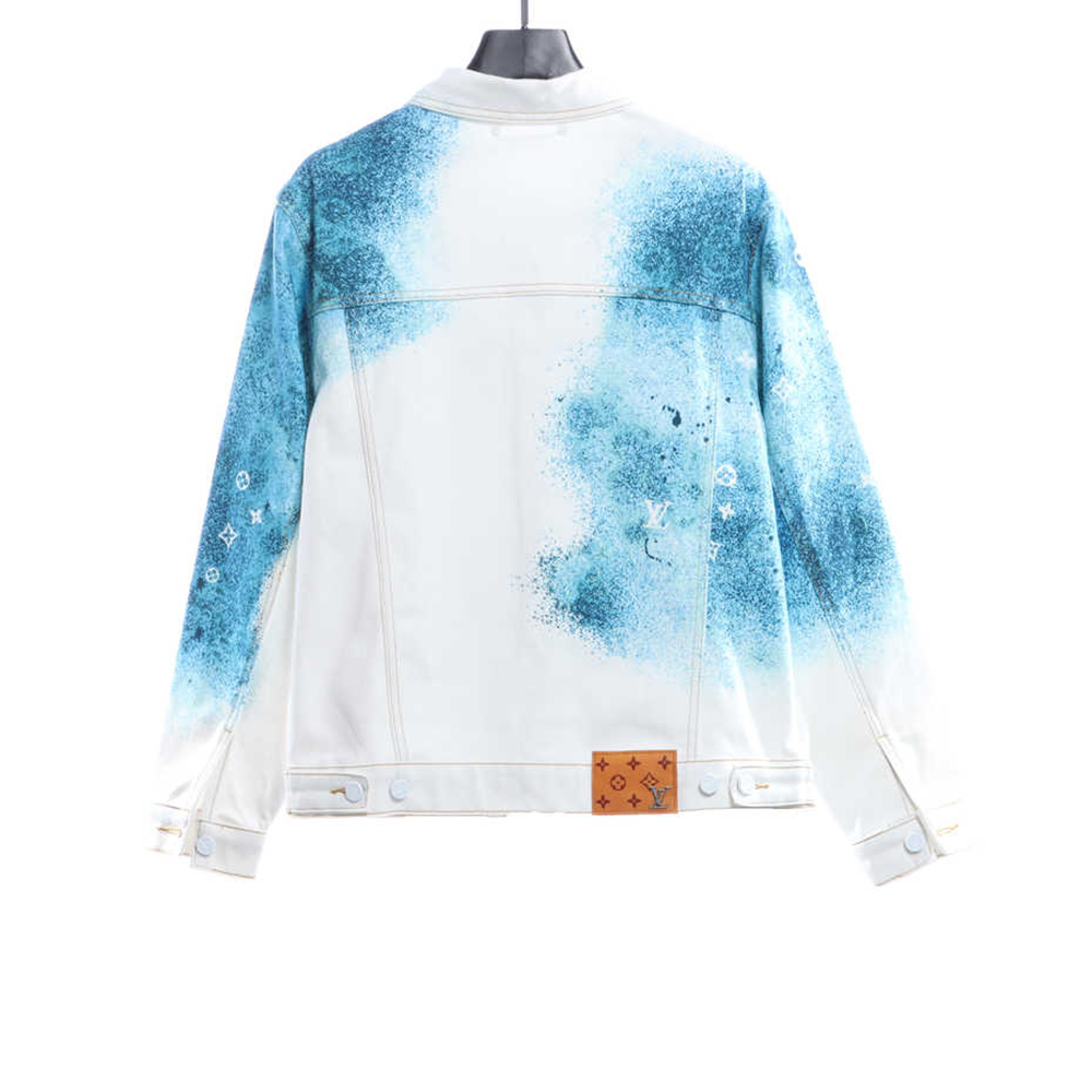LV starry sky inkjet blue and white gradient denim jacket