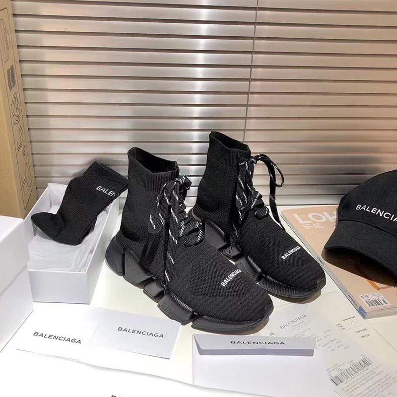 Balenciaga Speed 2.0 Lace-Up Trainers in black recycled knit