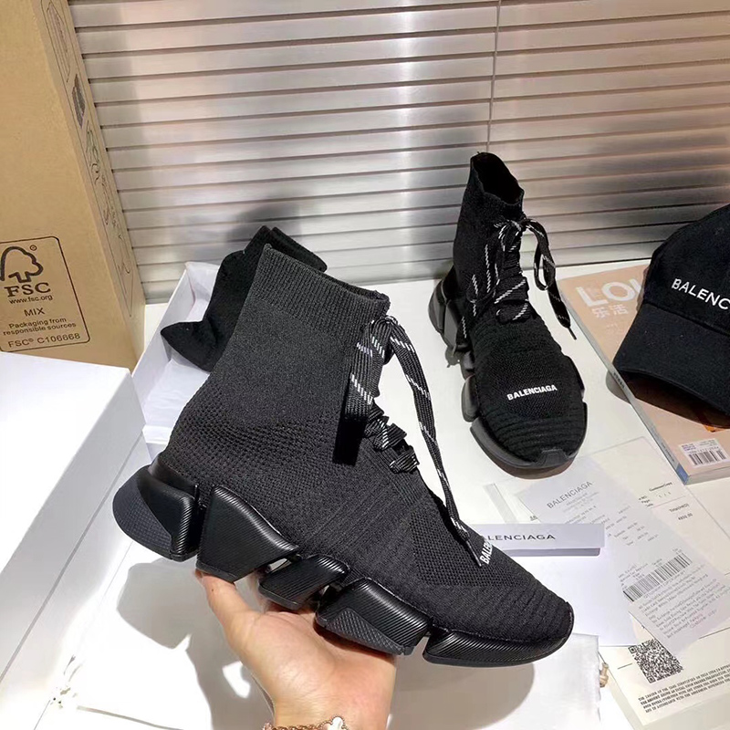 Balenciaga Speed 2.0 Lace-Up Trainers in black recycled knit